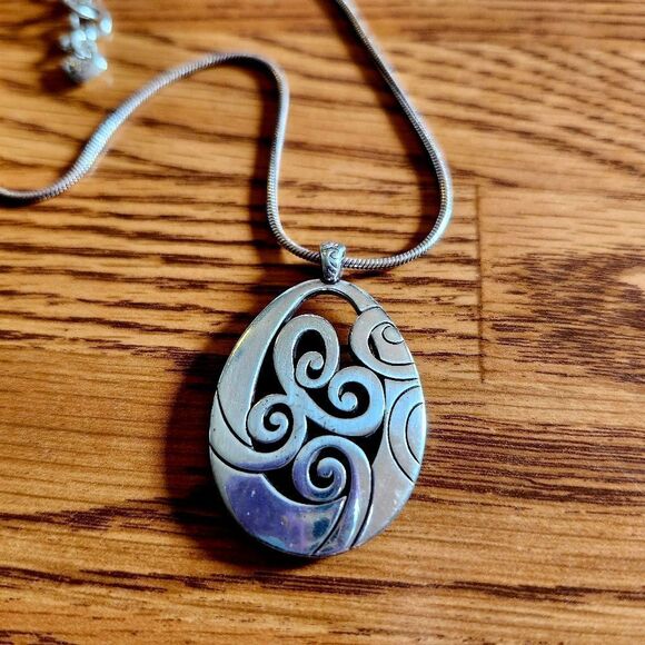 BRIGHTON "Mingle" Silver Scroll Pendant Necklace - Picture 2 of 10